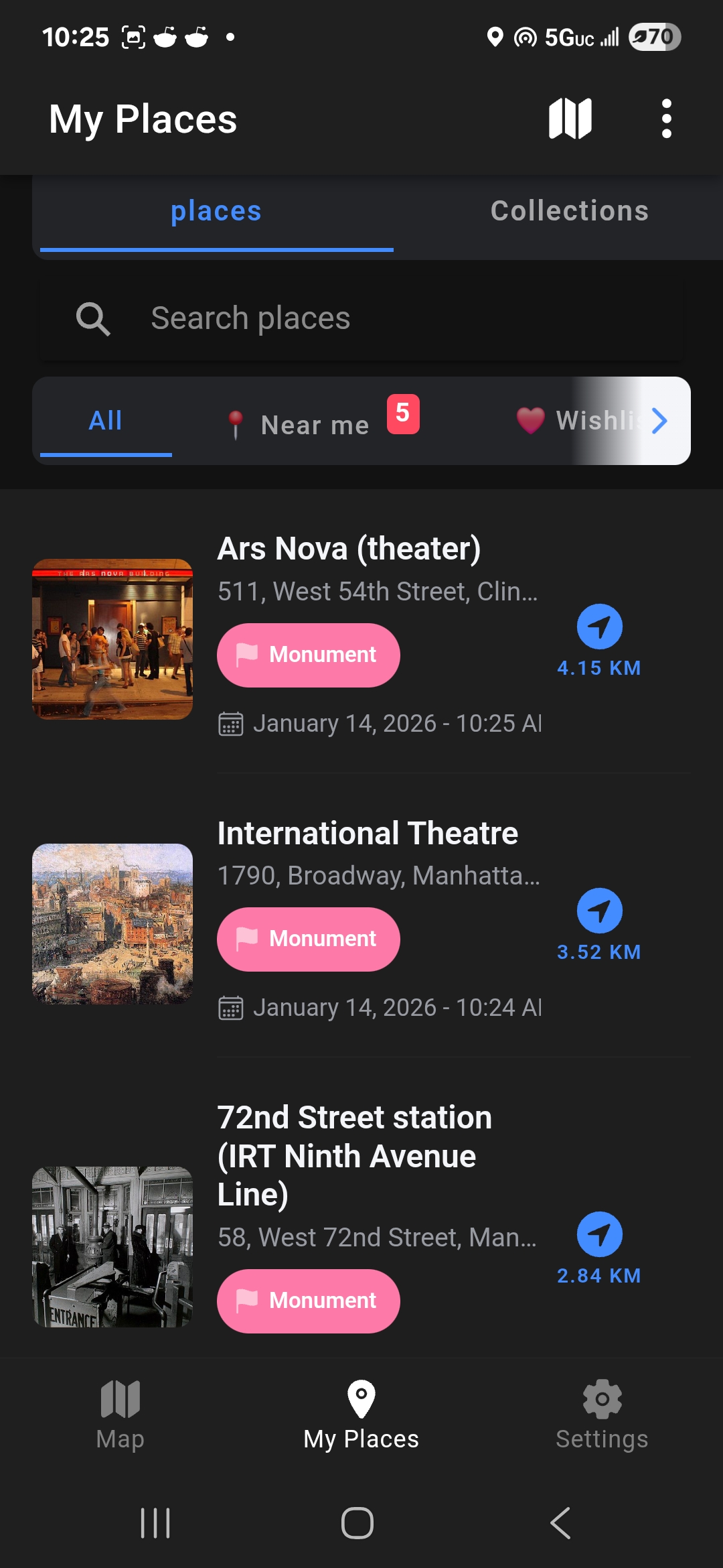 My Places And Collections
